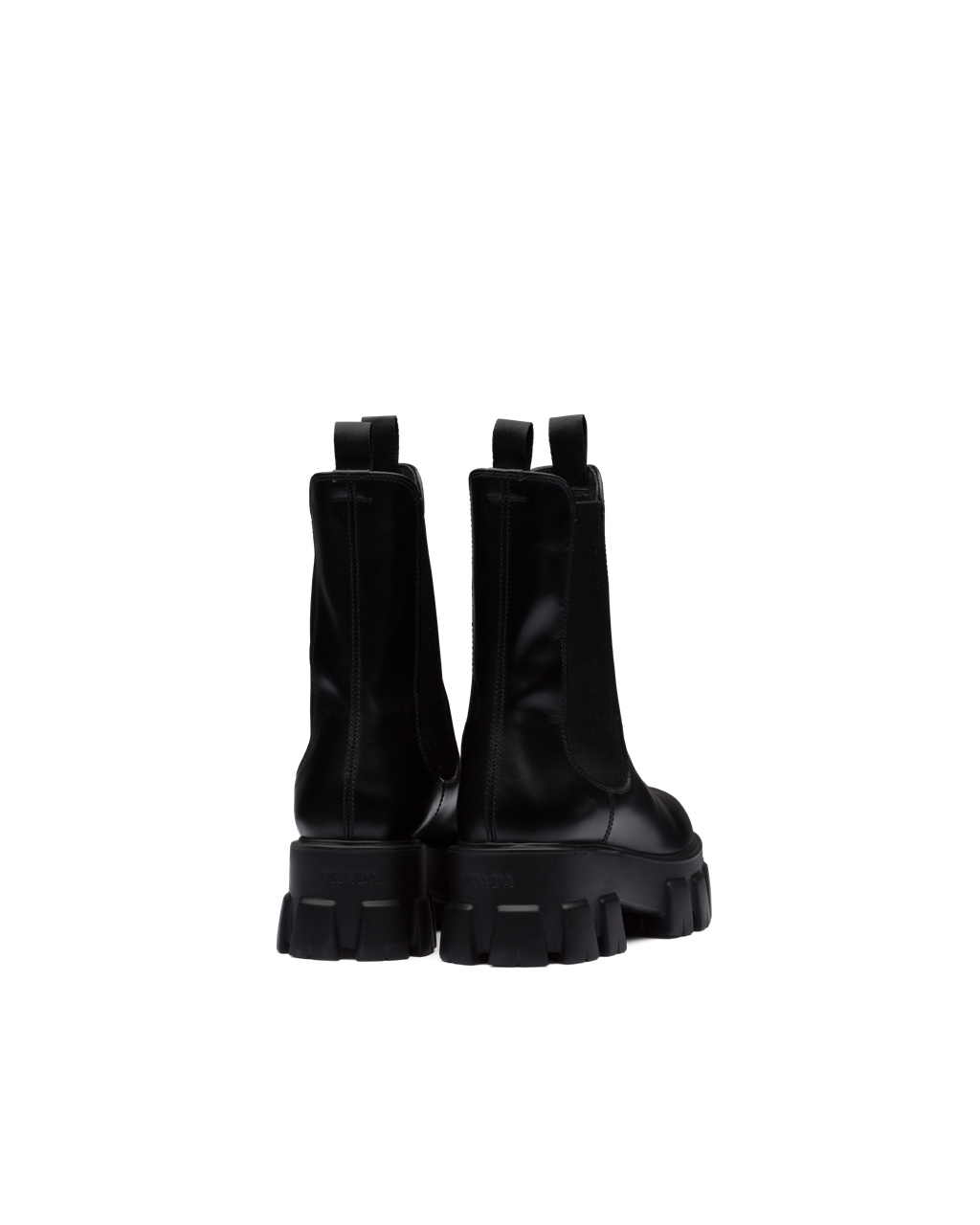 Prada Monolith Brushed Læder Boots Černé | 891360JUM