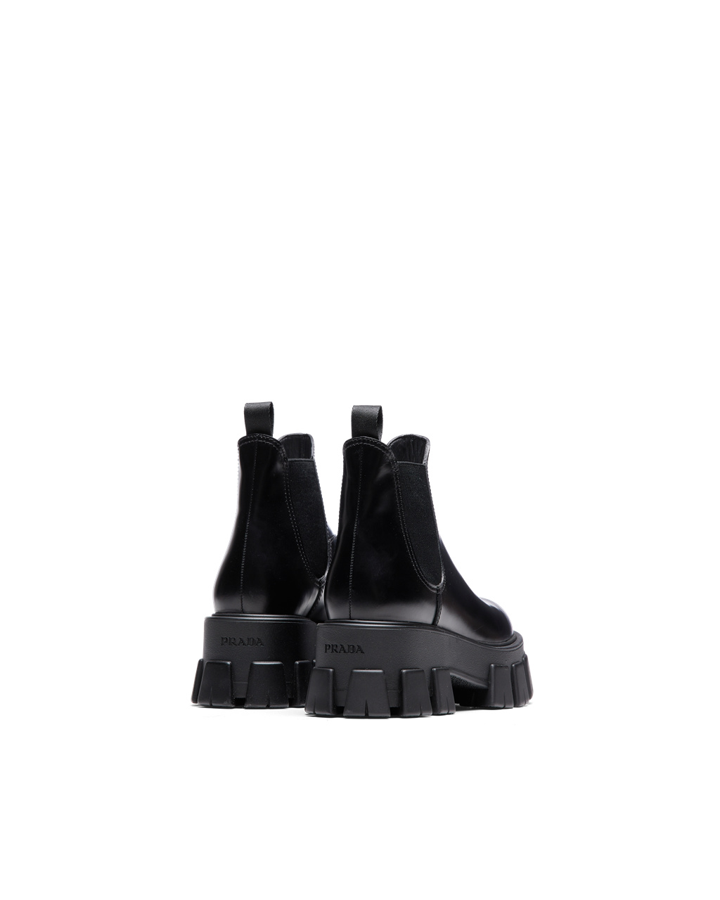 Prada Monolith Brushed Læder Chelsea Boots Černé | 129540HDN