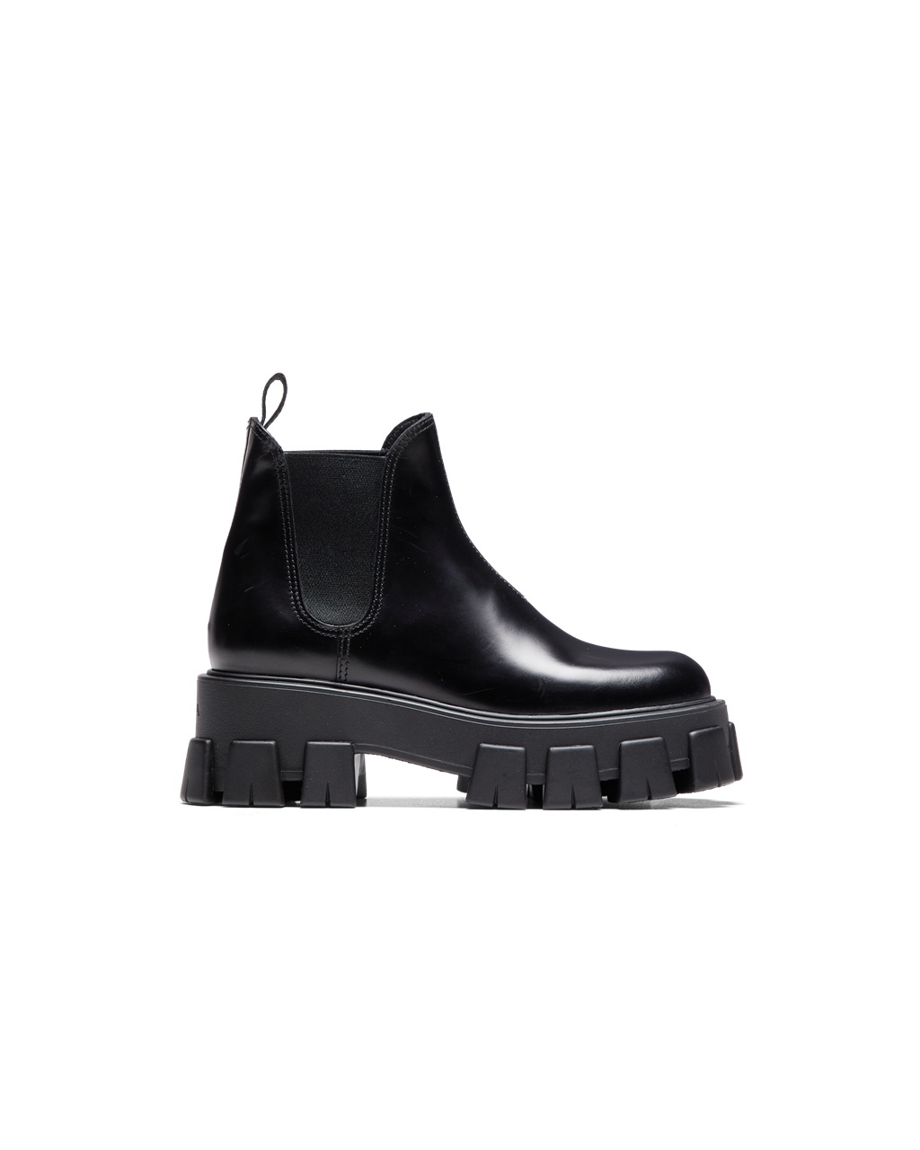 Prada Monolith Brushed Læder Chelsea Boots Černé | 180473GLI