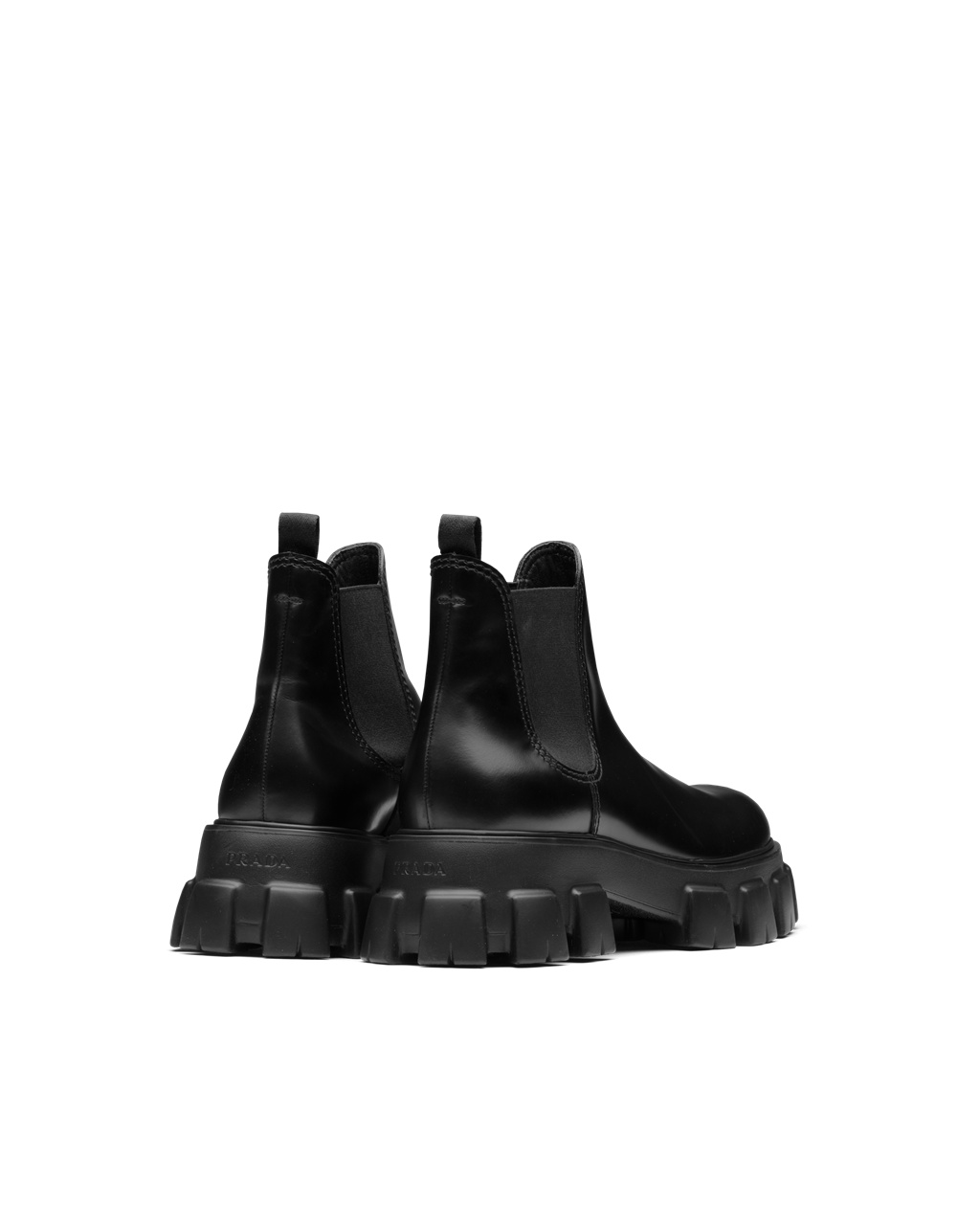 Prada Monolith Brushed Læder Chelsea Boots Černé | 185739GWZ