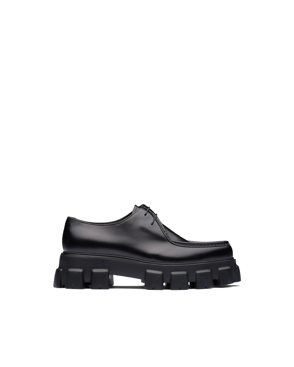 Prada Monolith Brushed Læder Krajkové-up Shoes Černé | 627598GWC