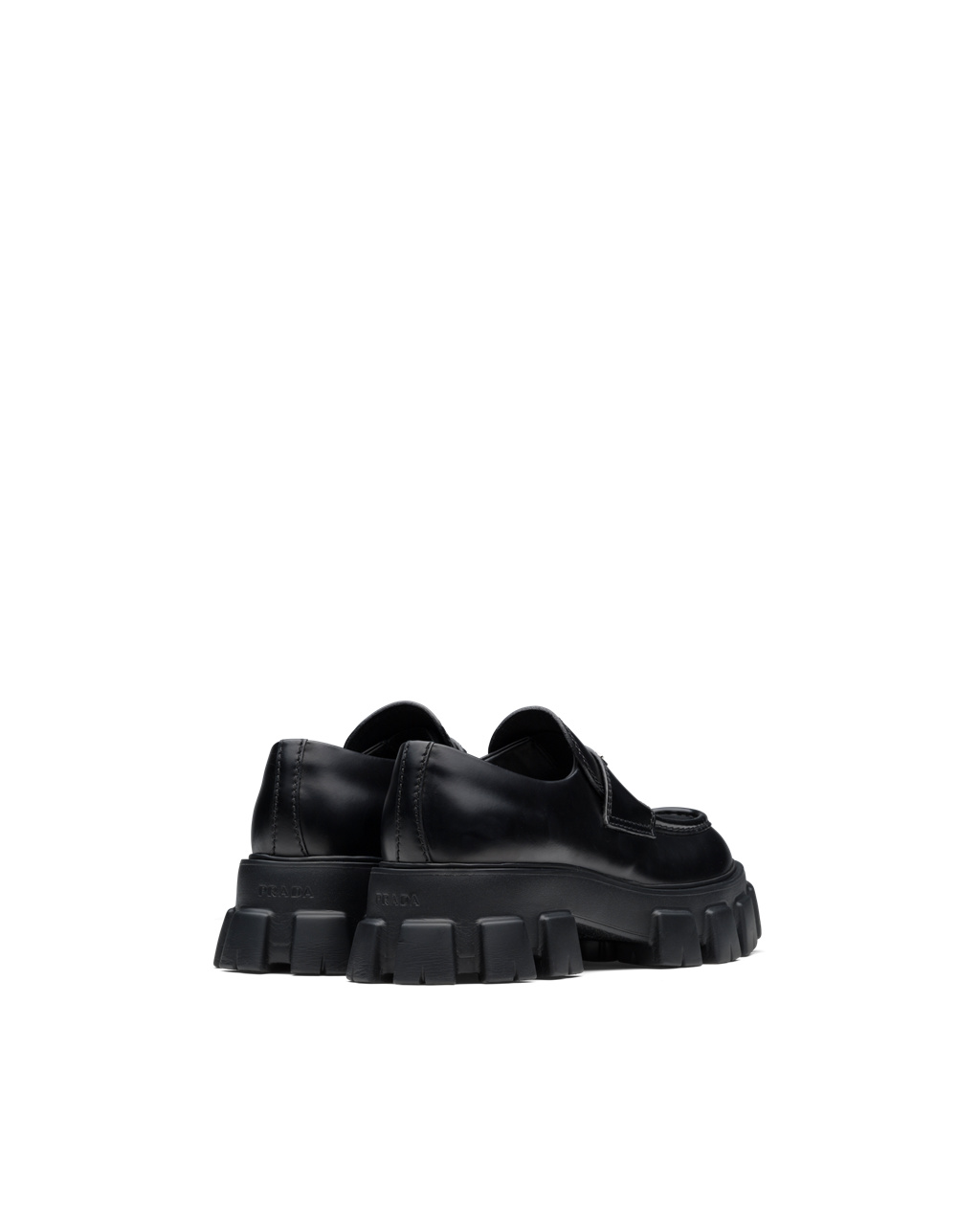 Prada Monolith Brushed Læder Loafers Černé | 287169KYP