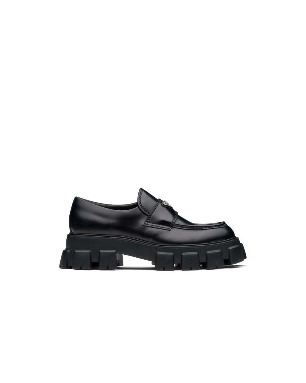 Prada Monolith Brushed Læder Loafers Černé | 287169KYP