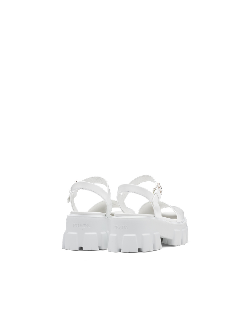 Prada Monolith Brushed Læder Sandals Bílé | 452193LPS