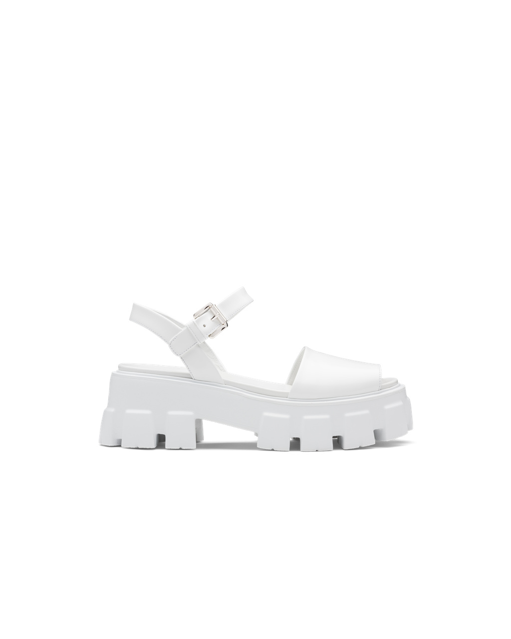 Prada Monolith Brushed Læder Sandals Bílé | 452193LPS