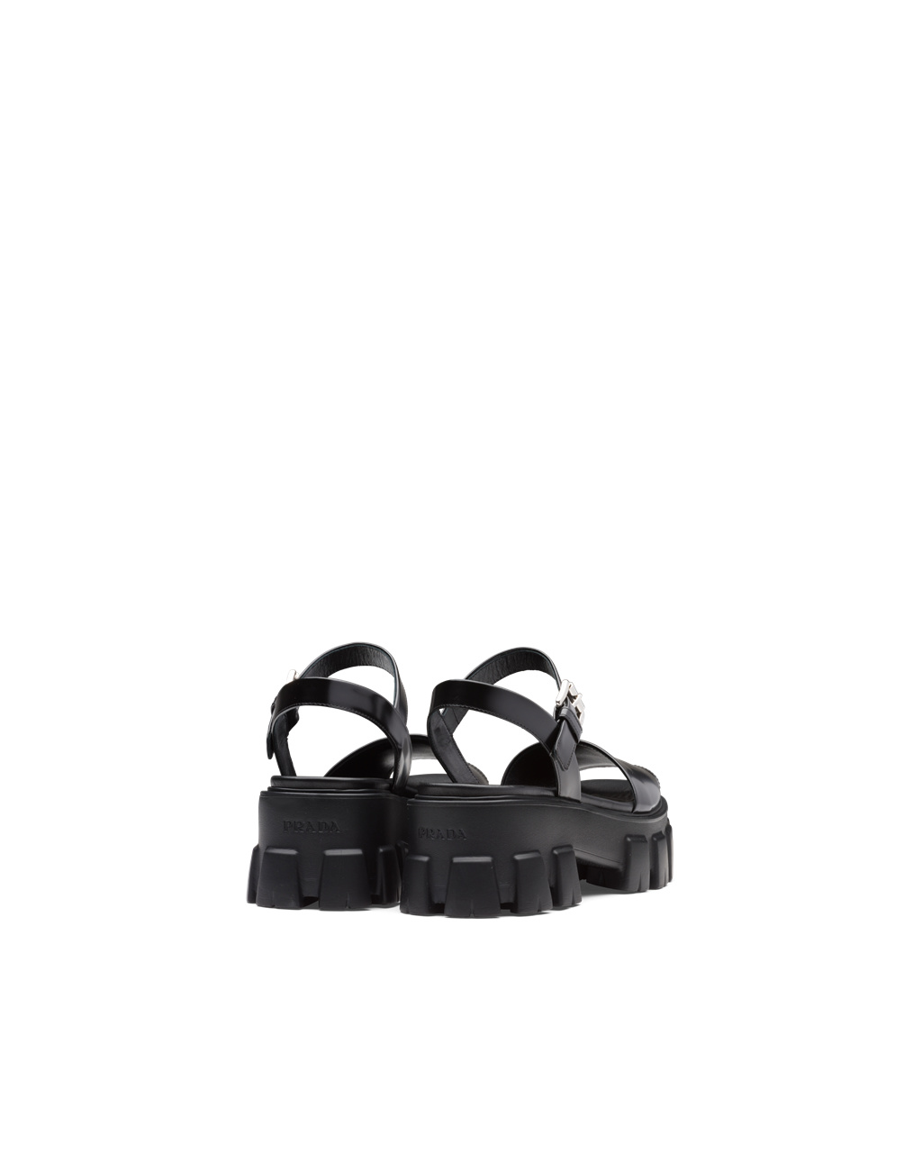 Prada Monolith Brushed Læder Sandals Černé | 489563GKR