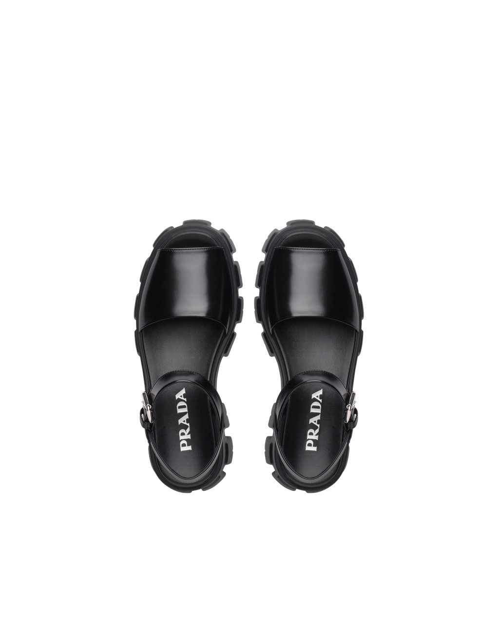 Prada Monolith Brushed Læder Sandals Černé | 489563GKR