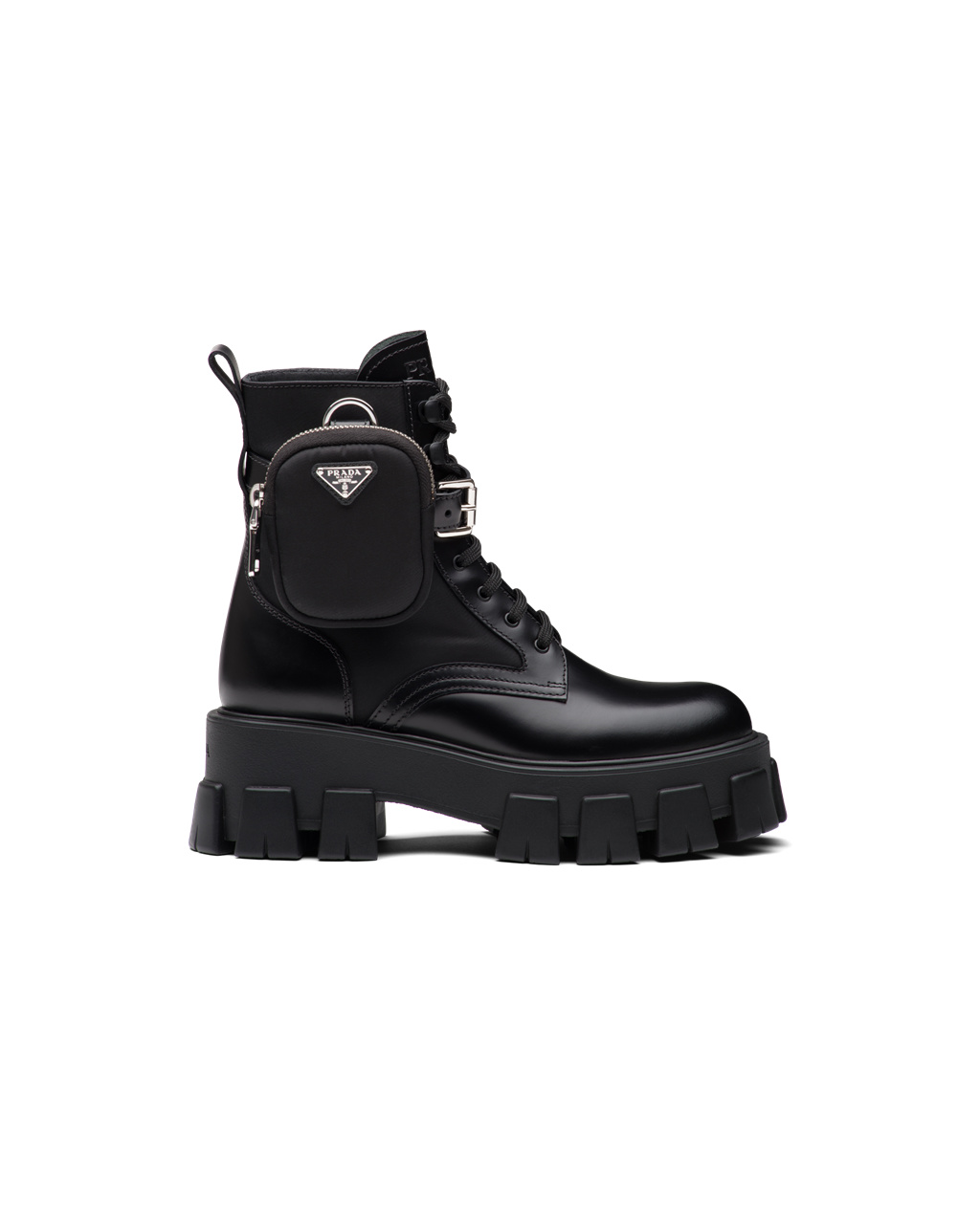 Prada Monolith Brushed Rois Læder And Nylon Cyklistické Boots Černé | 819435JLK