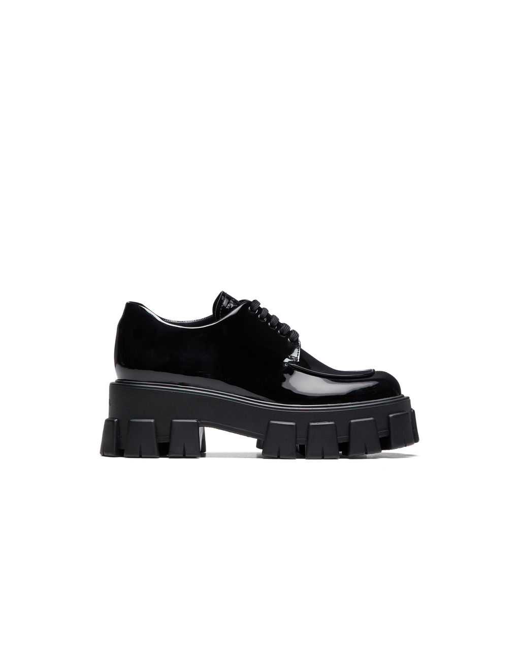 Prada Monolith Lakovaná Læder Krajkové-up Shoes Černé | 945638AIB