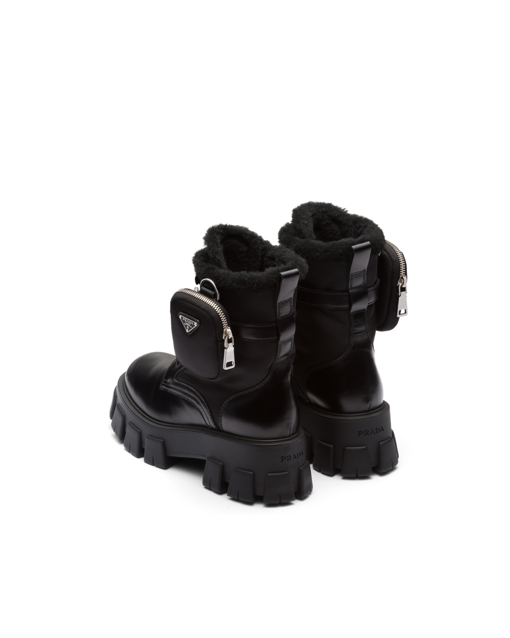 Prada Monolith Læder And Nylon Cyklistické Boots Černé | 498207OCR