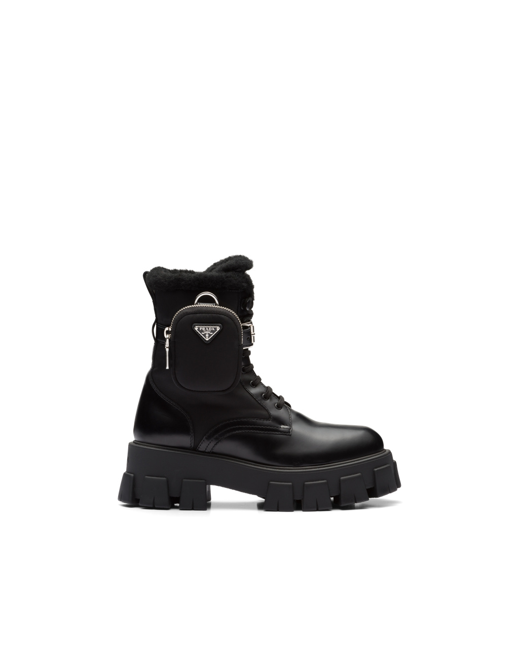 Prada Monolith Læder And Nylon Cyklistické Boots Černé | 498207OCR