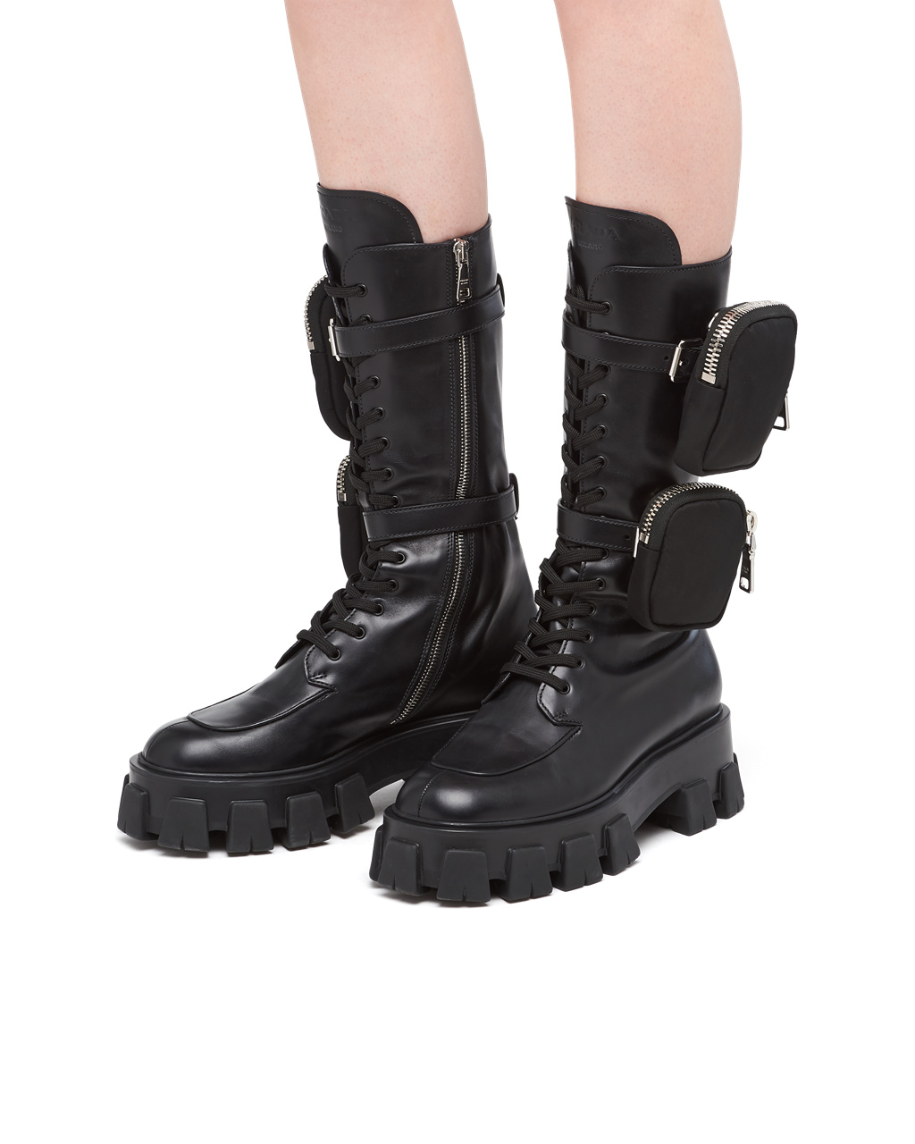 Prada Monolith Læder Boots Černé | 073914JRH