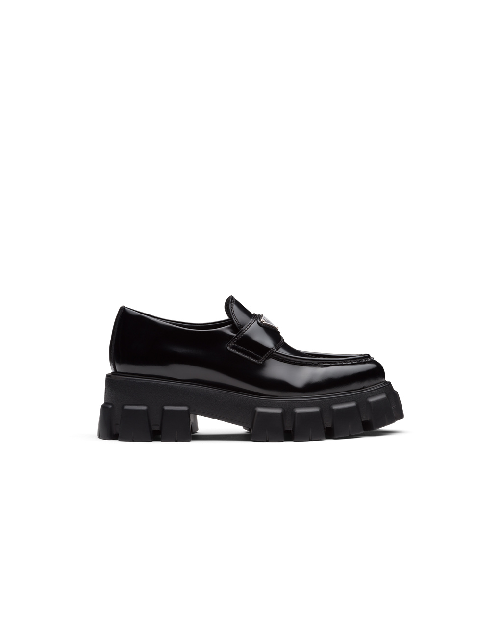 Prada Monolith Pointy Brushed Læder Loafers Černé | 635982CJP