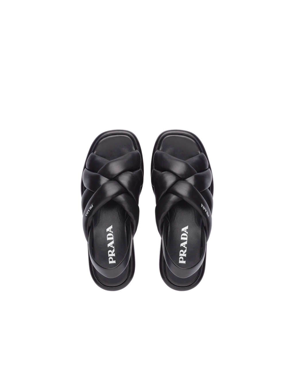 Prada Nappa Læder Flatform Sandals Černé | 923564MQB