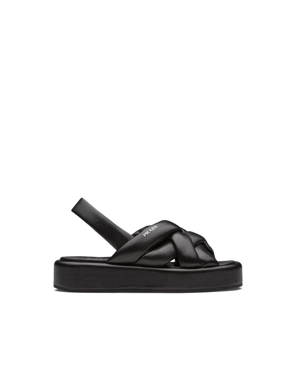 Prada Nappa Læder Flatform Sandals Černé | 923564MQB