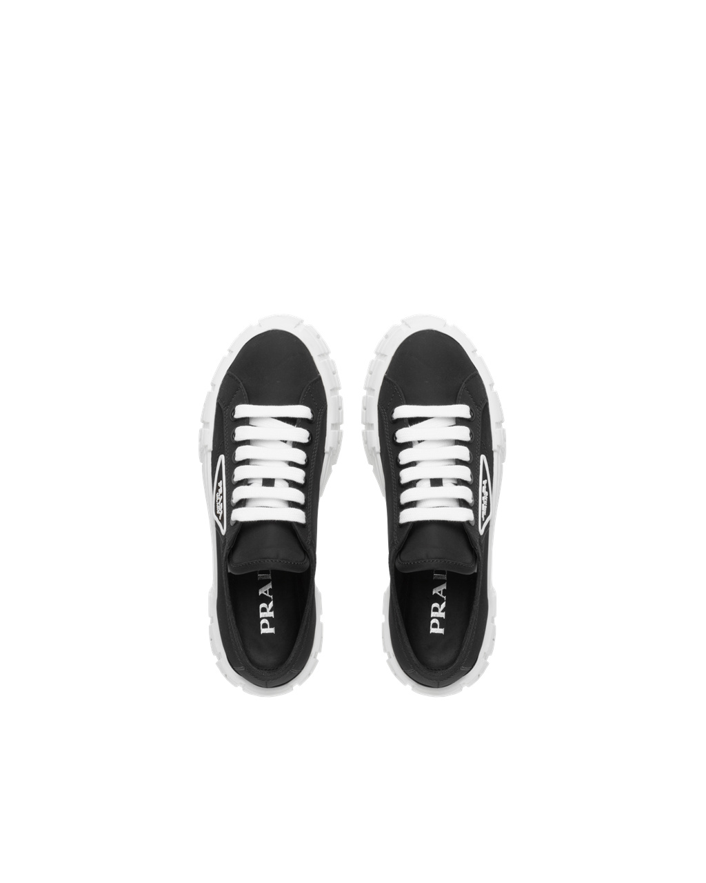 Prada Nylon Gabardine Sneakers Černé Bílé | 632947BTX