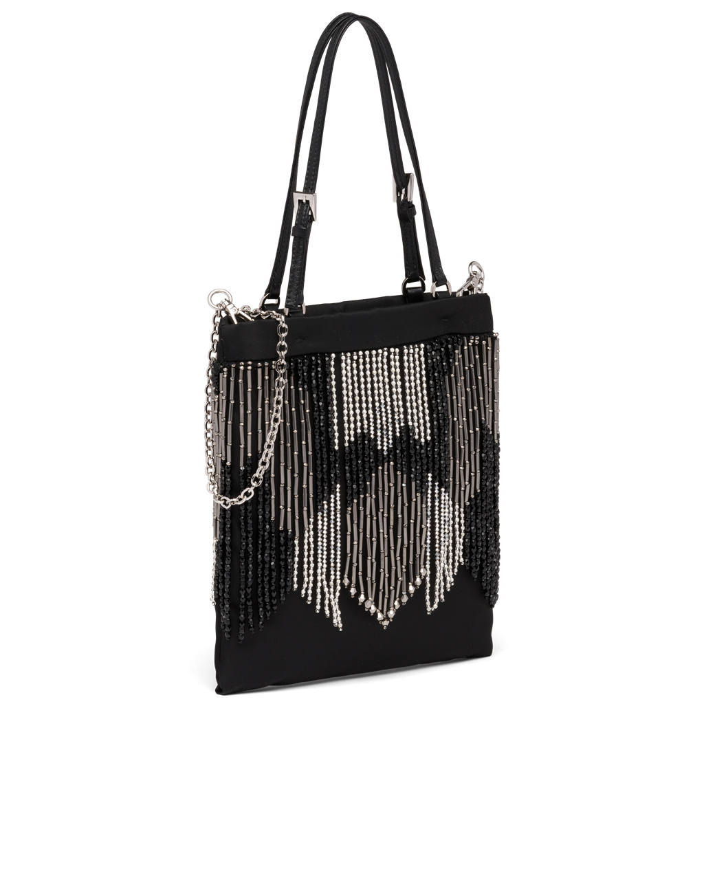 Prada Nylon Handbag With Fringe Černé | 790613IQA