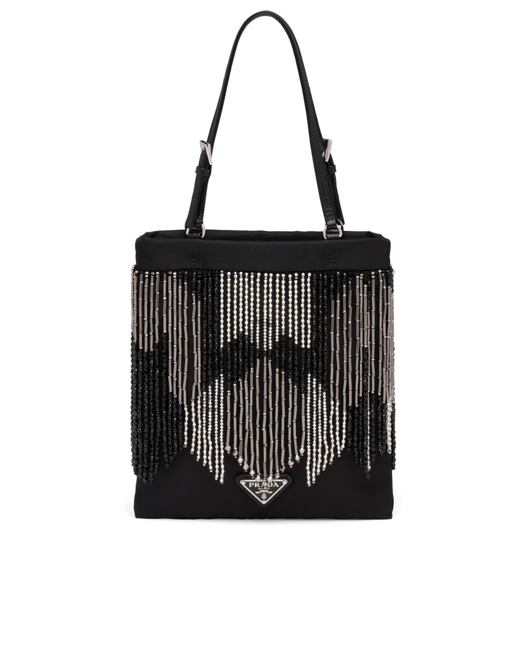 Prada Nylon Handbag With Fringe Černé | 790613IQA