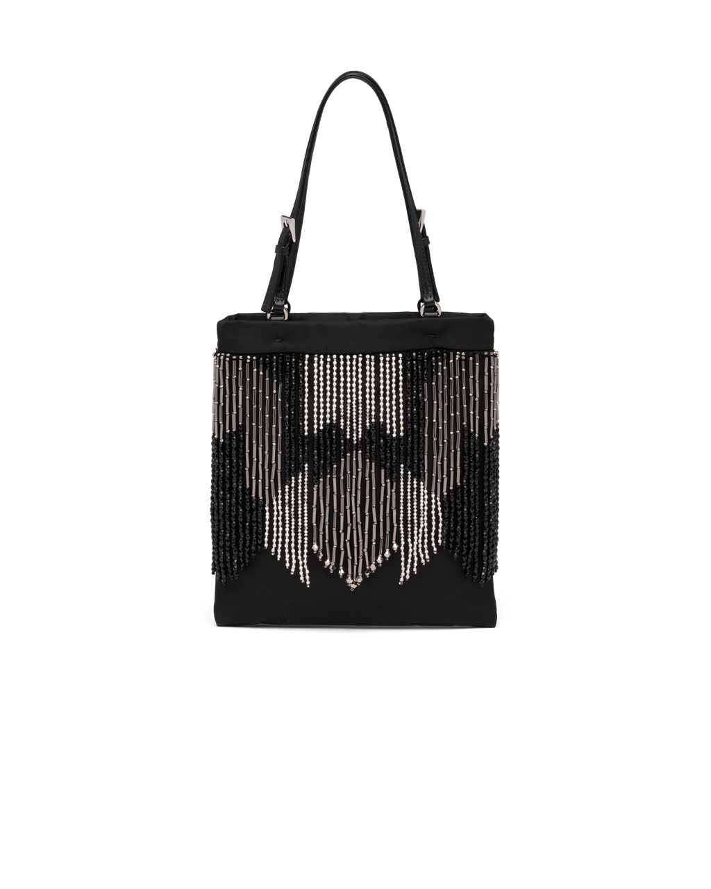 Prada Nylon Handbag With Fringe Černé | 790613IQA