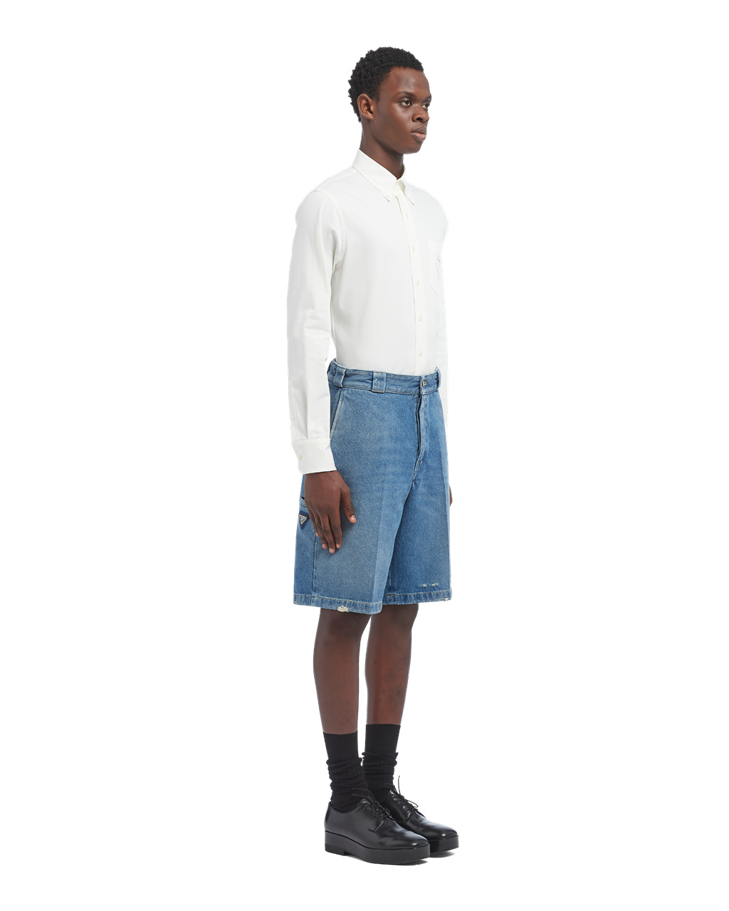 Prada Organic Denim Bermuda Shorts Tmavě Blankyt | 541926ABN