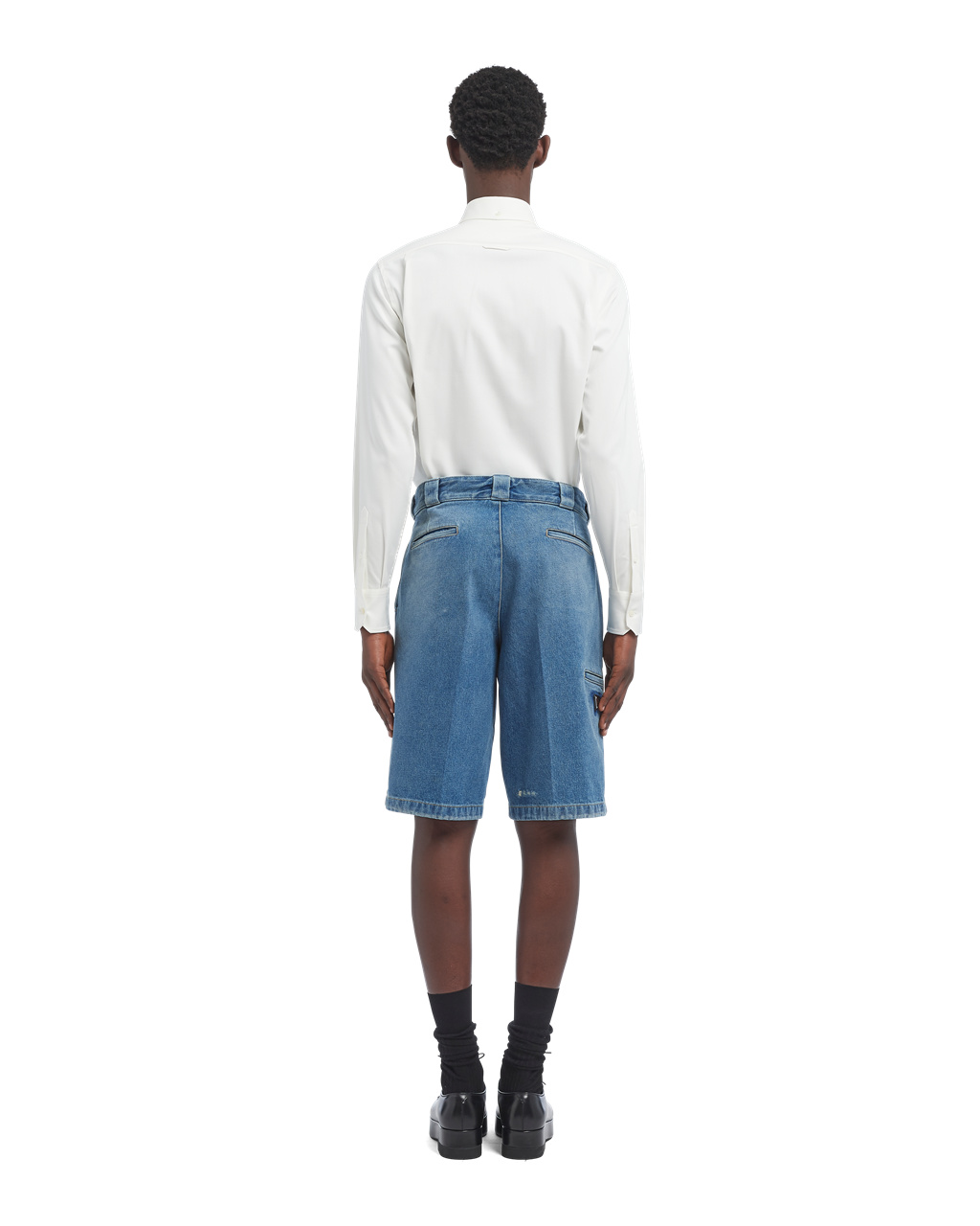 Prada Organic Denim Bermuda Shorts Tmavě Blankyt | 541926ABN