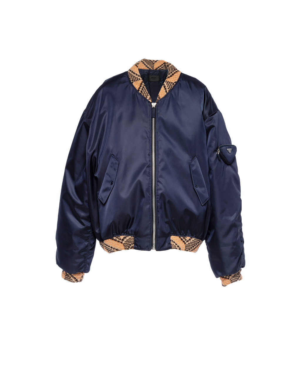 Prada Oversized Re-nylon And Knit Bomber Jacket Blankyt | 296874AYK