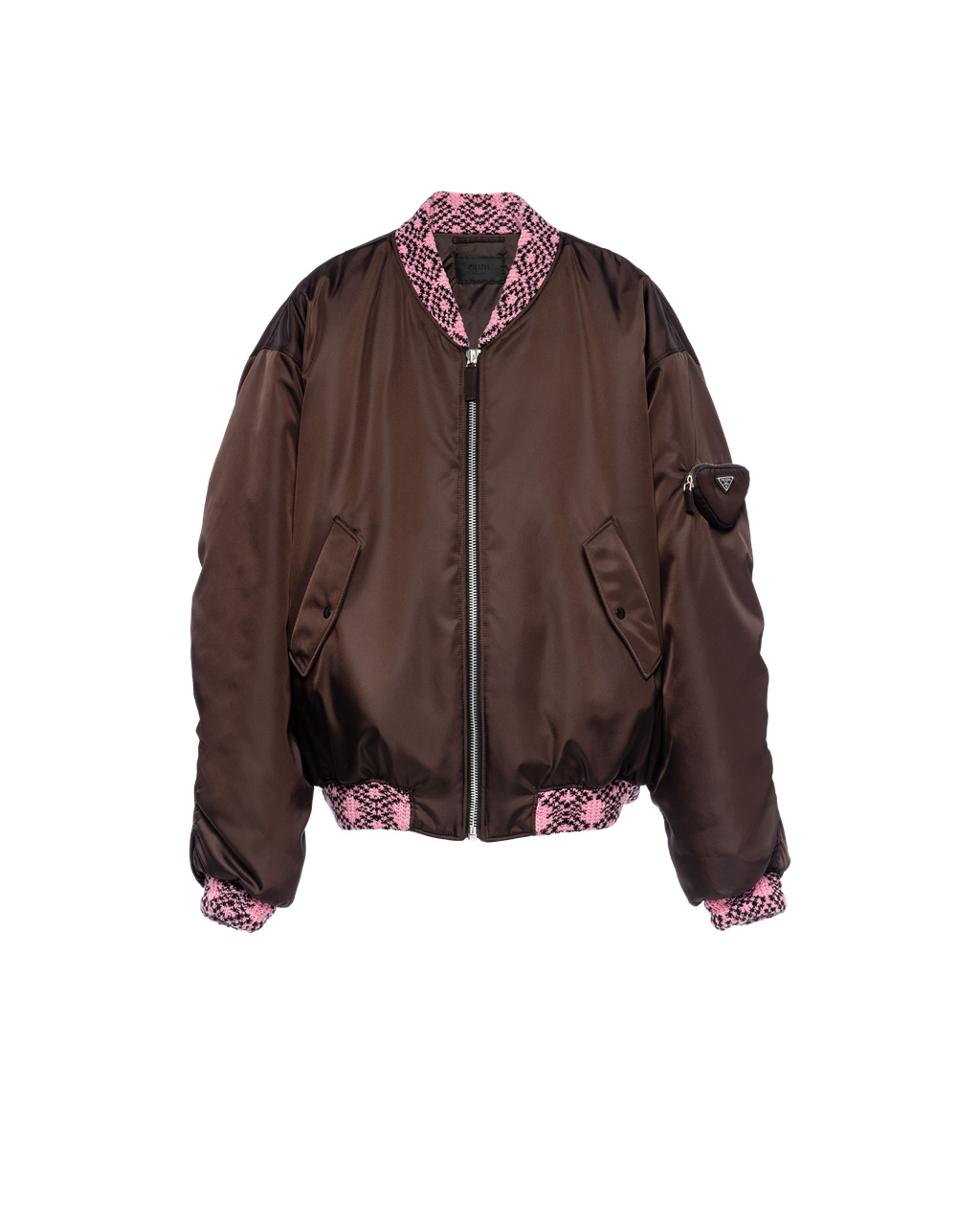 Prada Oversized Re-nylon And Knit Bomber Jacket Tmavě Hnědé | 738425QES