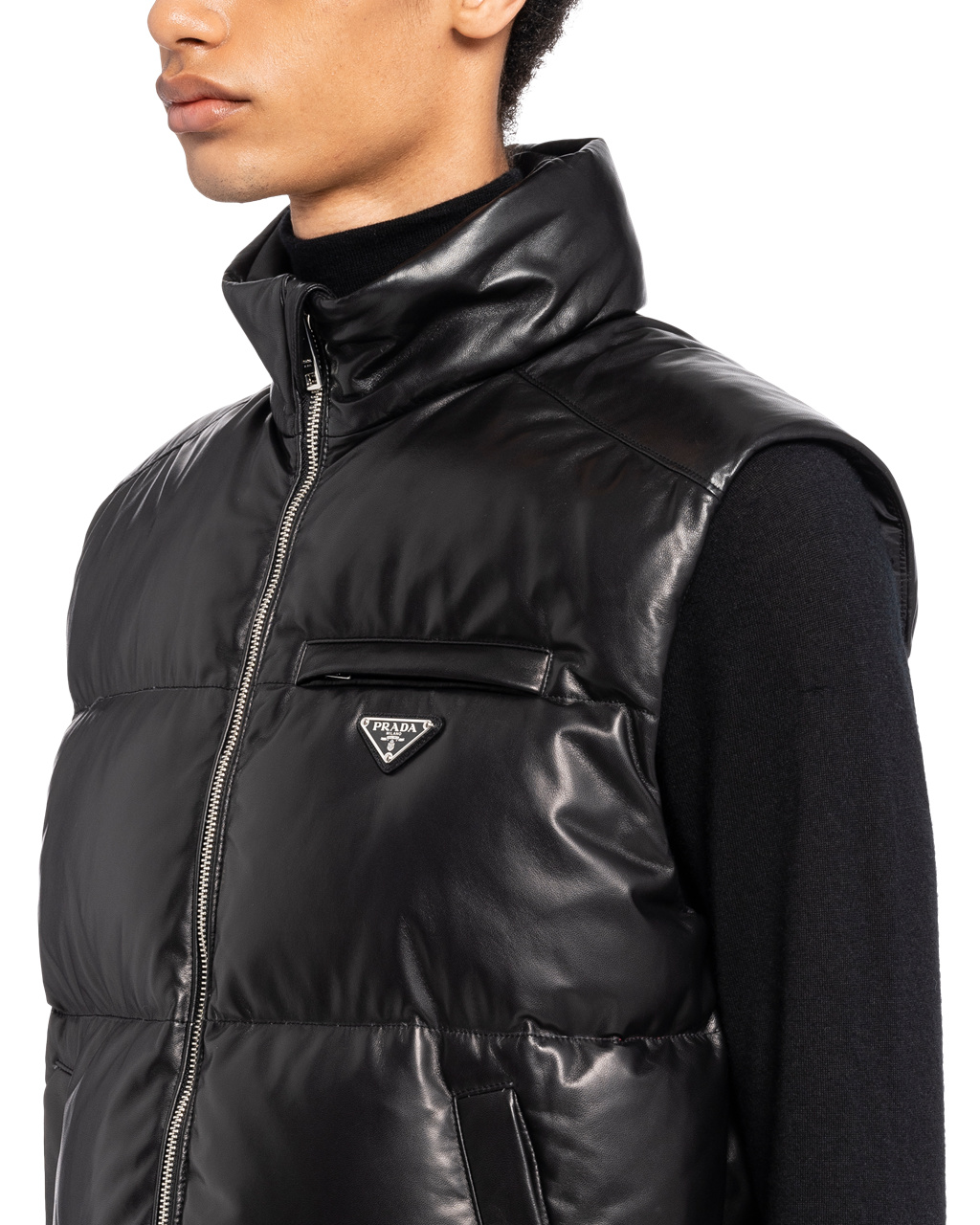 Prada Padded Nappa Læder Vest Černé | 361297BJR