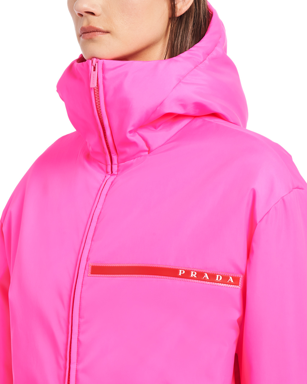 Prada Padded Technical Fabric S Kapucí Jacket Růžové | 726504CHL