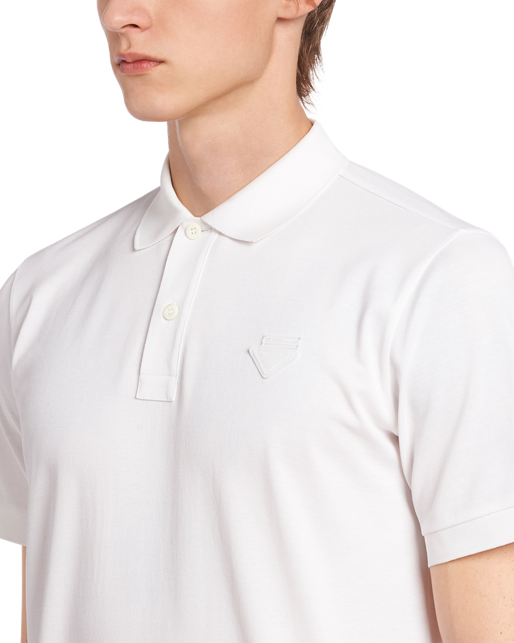 Prada Piqué Polo Shirt Bílé | 140592ZOI