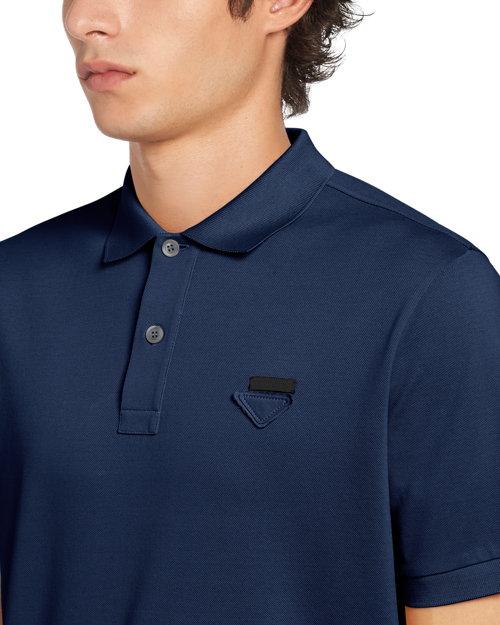 Prada Piqué Polo Shirt Tmavě Blankyt | 506932CDJ