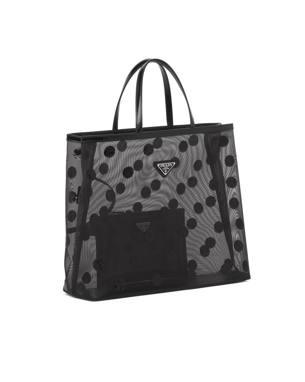 Prada Polka-dot Mesh Tote Bag Černé | 386120LVE