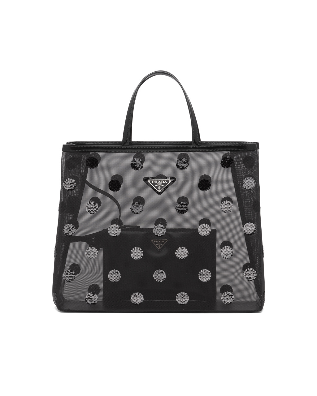 Prada Polka-dot Mesh Tote Bag Černé | 386120LVE