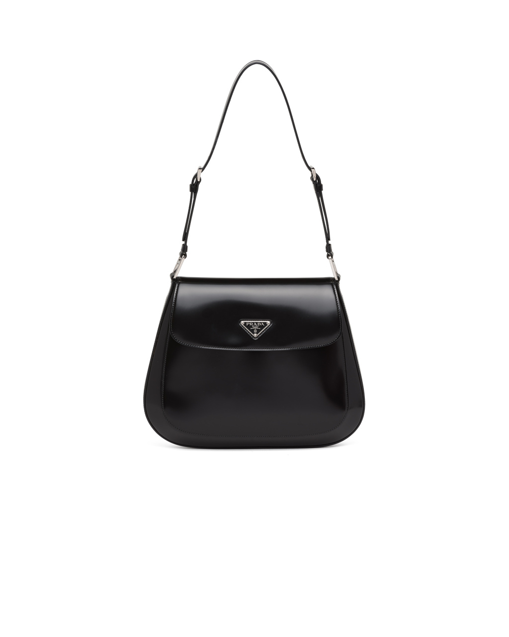 Prada Prada Cleo Brushed Læder Shoulder Bag With Flap Černé | 129046BVX