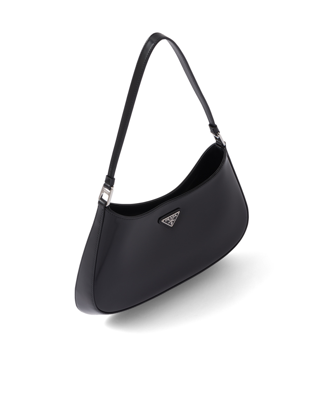 Prada Prada Cleo Brushed Læder Shoulder Bag Černé | 235476OFB