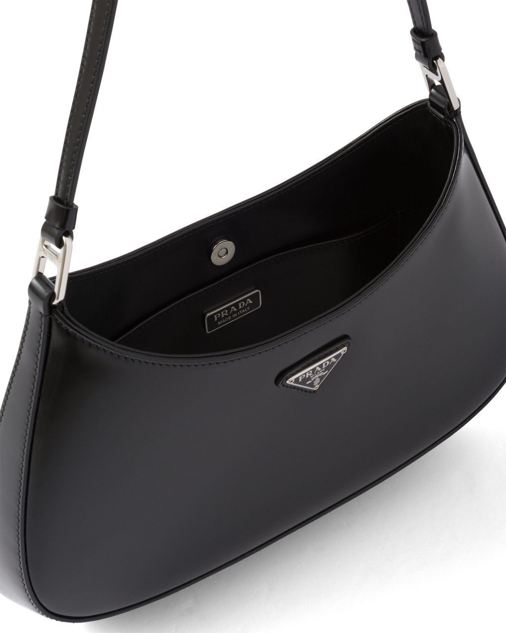 Prada Prada Cleo Brushed Læder Shoulder Bag Černé | 235476OFB