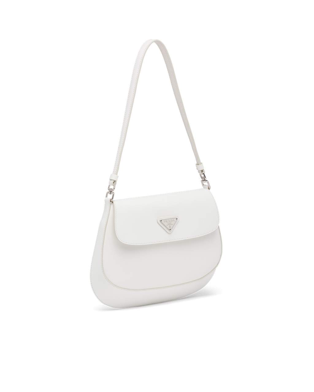 Prada Prada Cleo Brushed Læder Shoulder Bag With Flap Bílé | 276519EWT