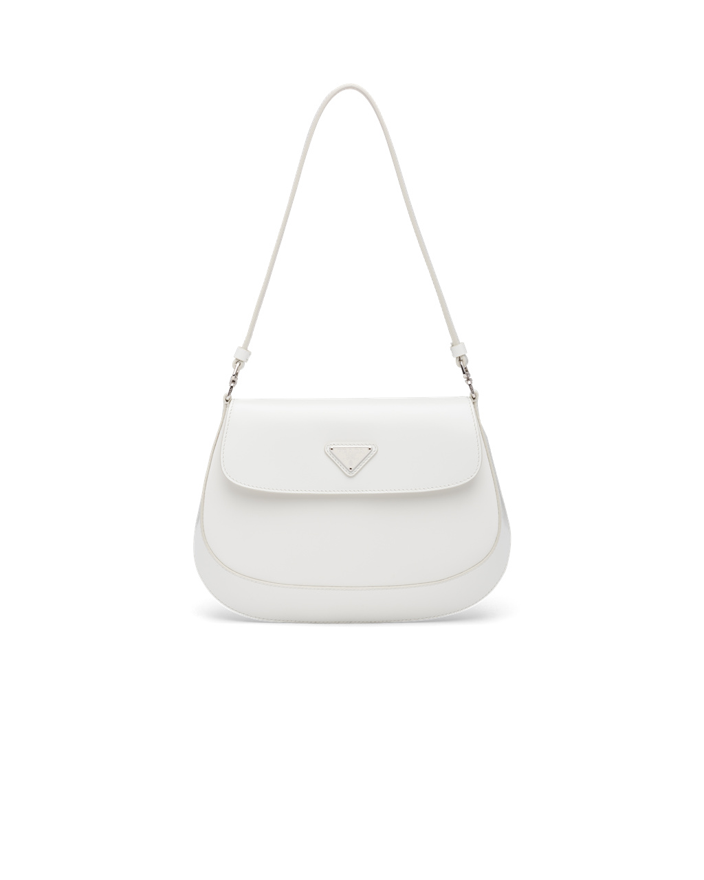 Prada Prada Cleo Brushed Læder Shoulder Bag With Flap Bílé | 276519EWT