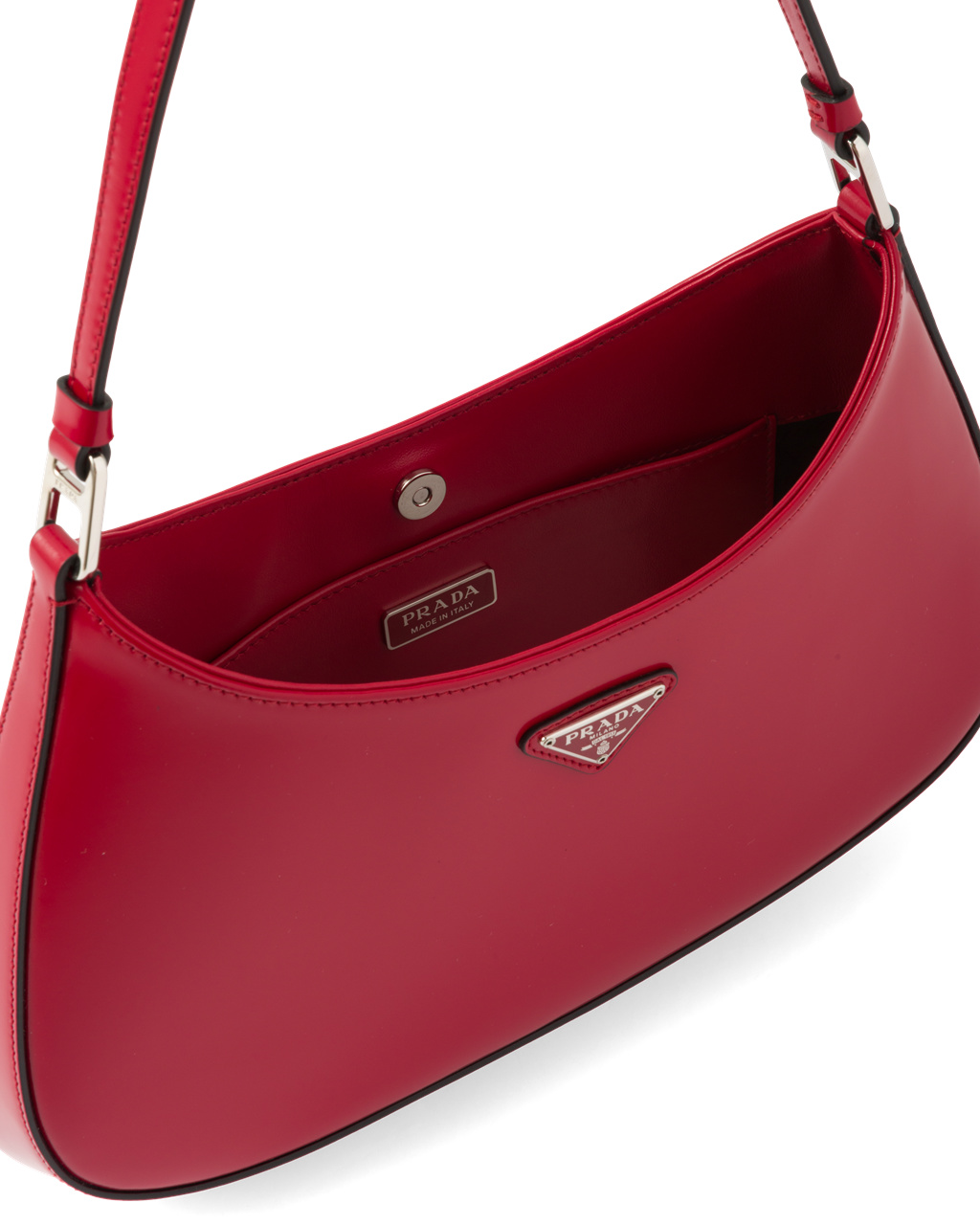 Prada Prada Cleo Brushed Læder Shoulder Bag Scarlet | 309254OXF