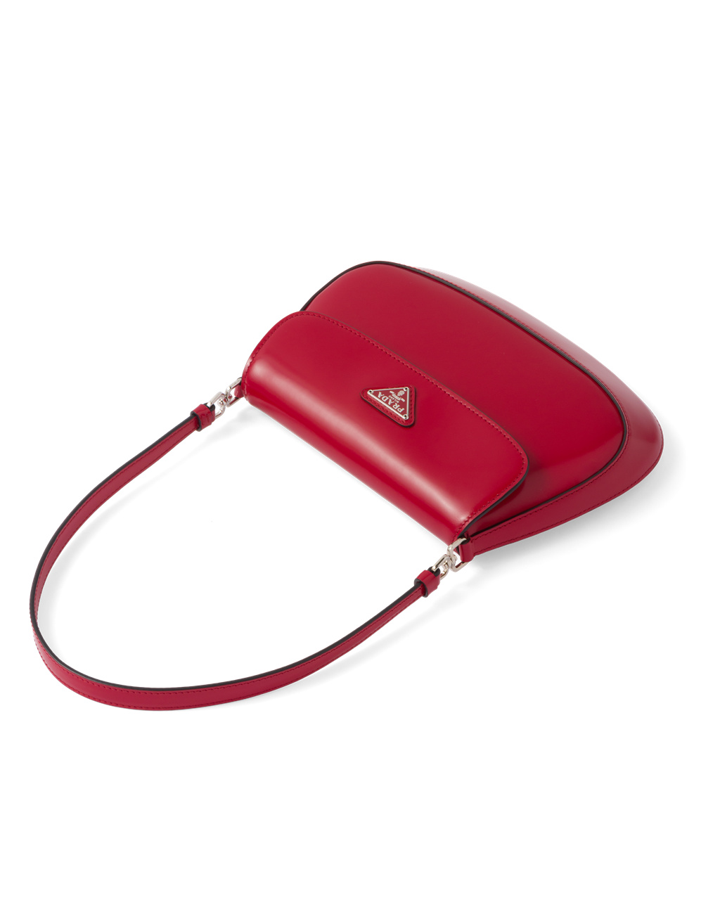 Prada Prada Cleo Brushed Læder Shoulder Bag With Flap Scarlet | 597120TZU