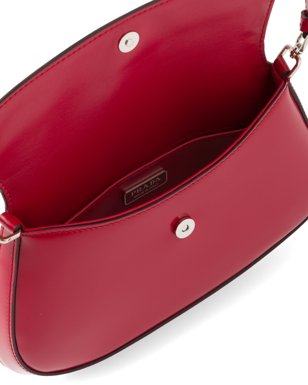 Prada Prada Cleo Brushed Læder Shoulder Bag With Flap Scarlet | 597120TZU