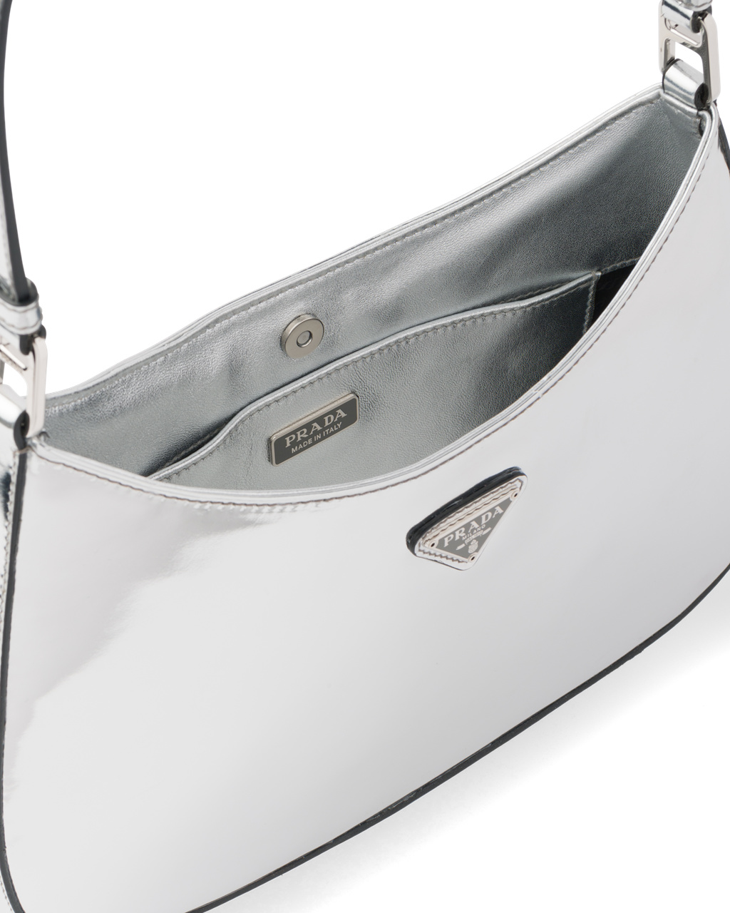 Prada Prada Cleo Brushed Læder Shoulder Bag Stříbrné | 803295LNV