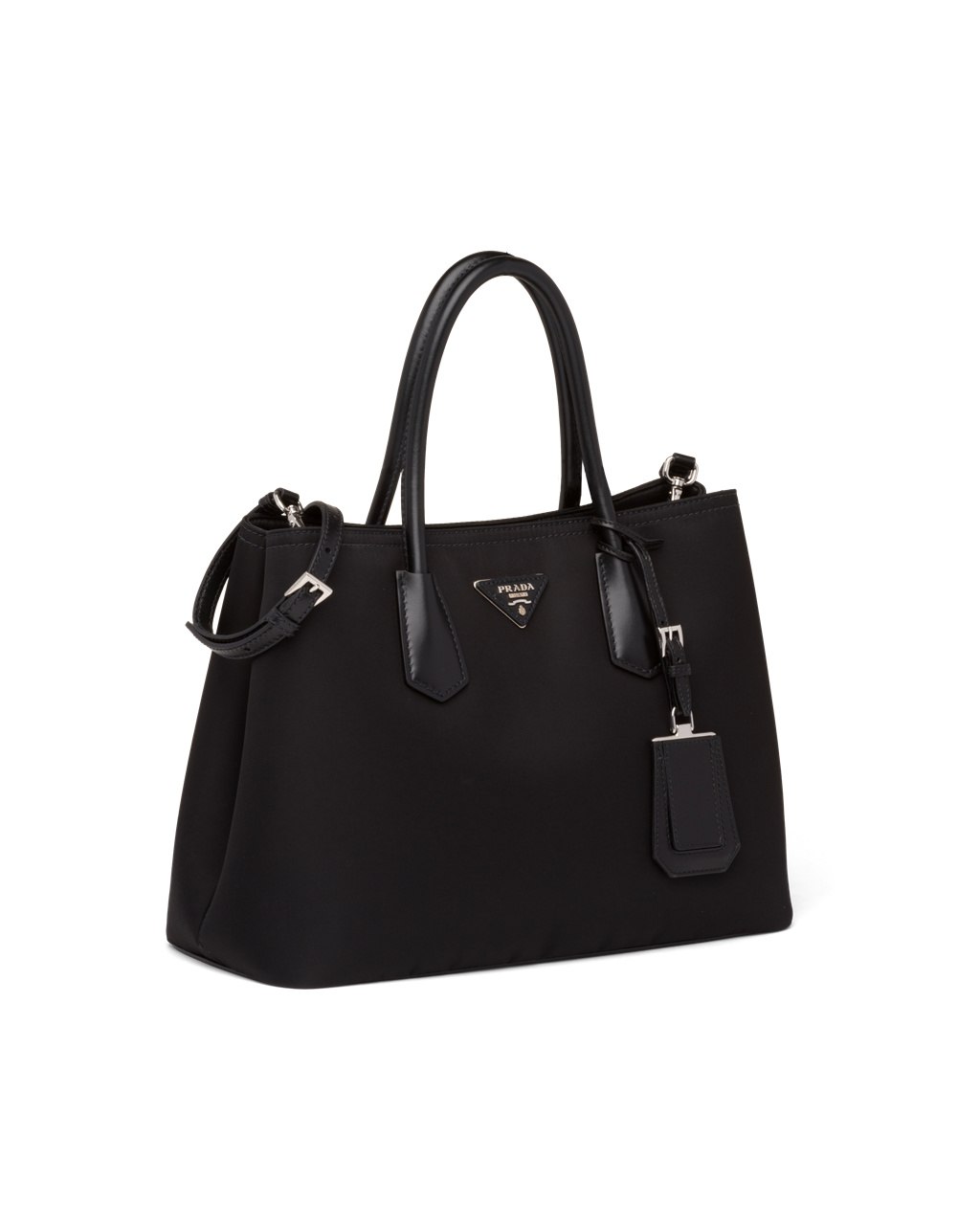 Prada Prada Double Nylon And Saffiano Læder Bag Černé | 940536ANI