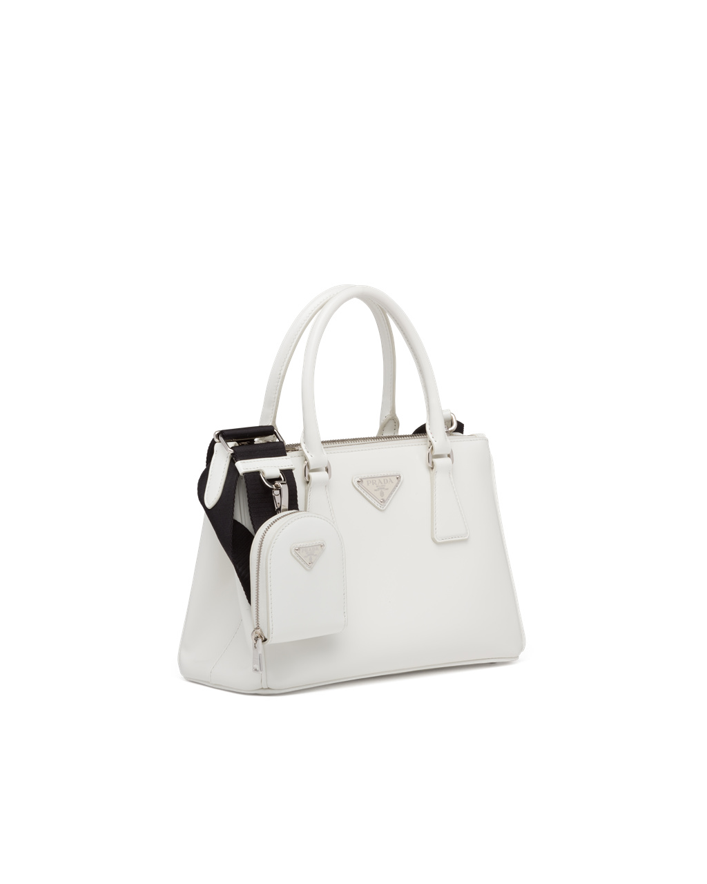 Prada Prada Galleria Brushed Læder Small Bag Bílé | 436217OJN