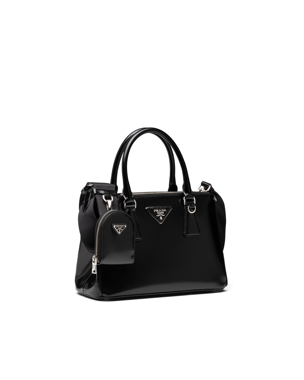 Prada Prada Galleria Brushed Læder Small Bag Černé | 987130FPY