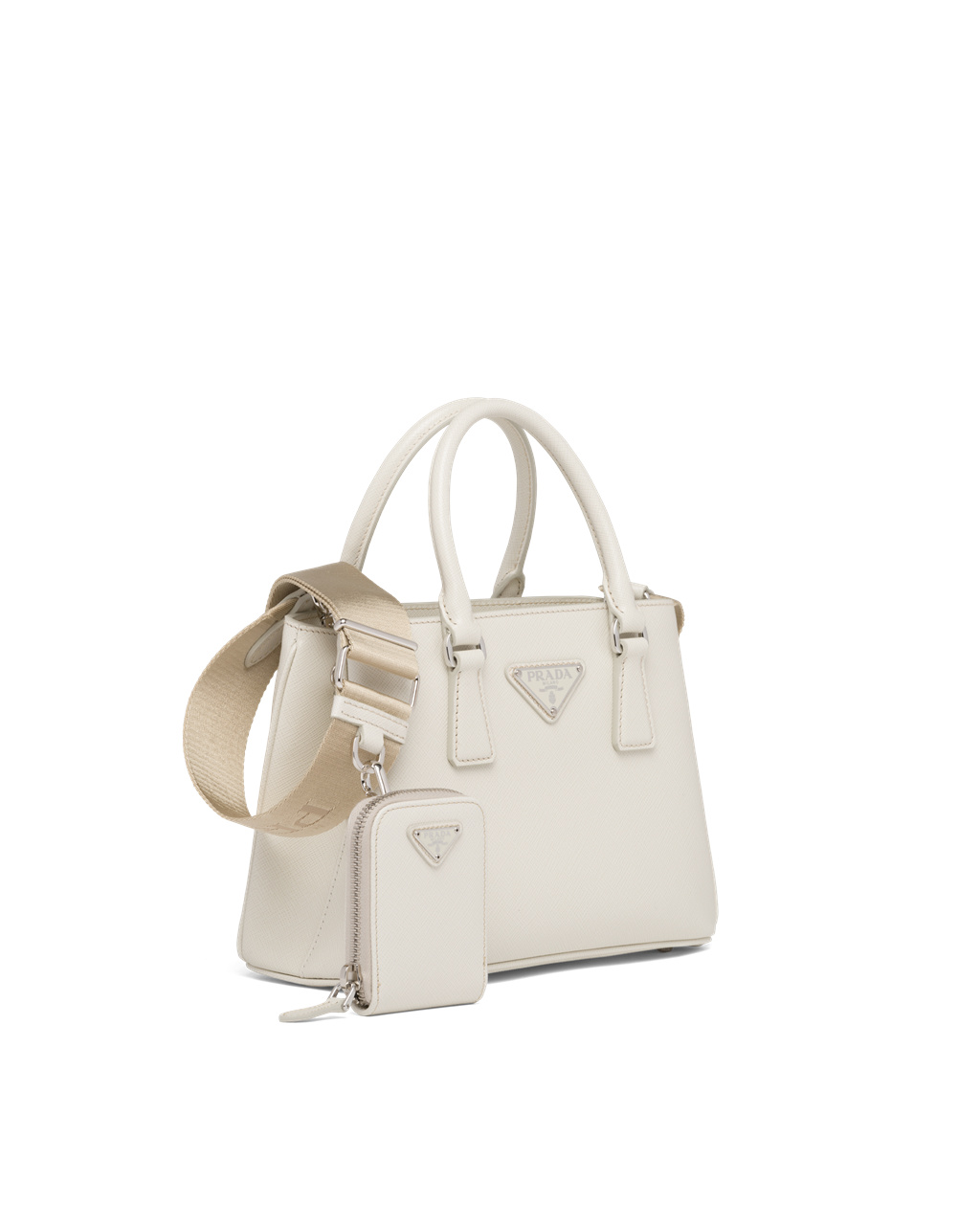 Prada Prada Galleria Saffiano Læder Mini Bag Bílé | 176239DFI