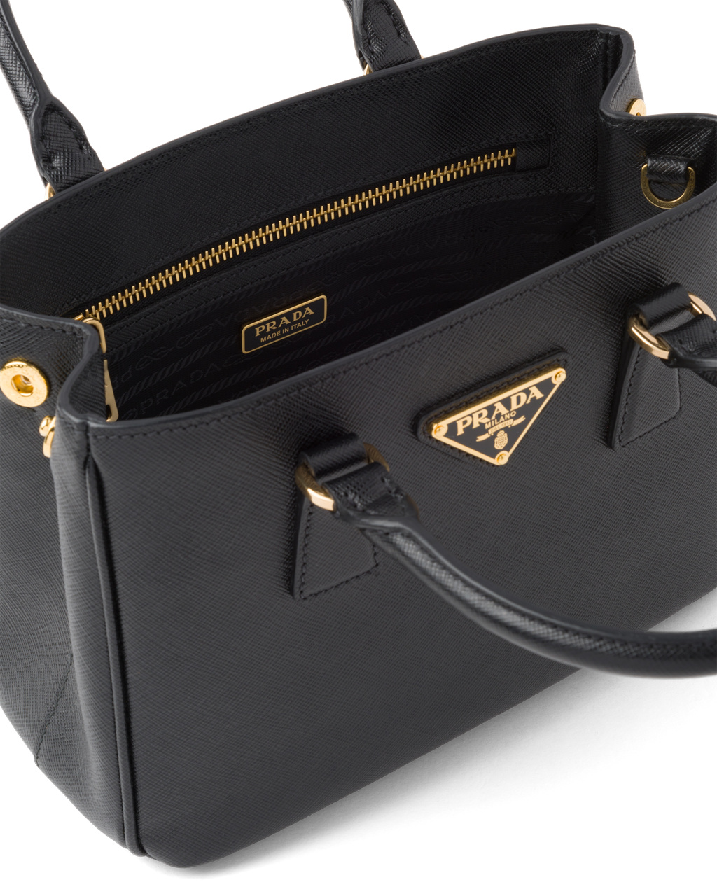 Prada Prada Galleria Saffiano Læder Mini-bag Černé | 726905VBO