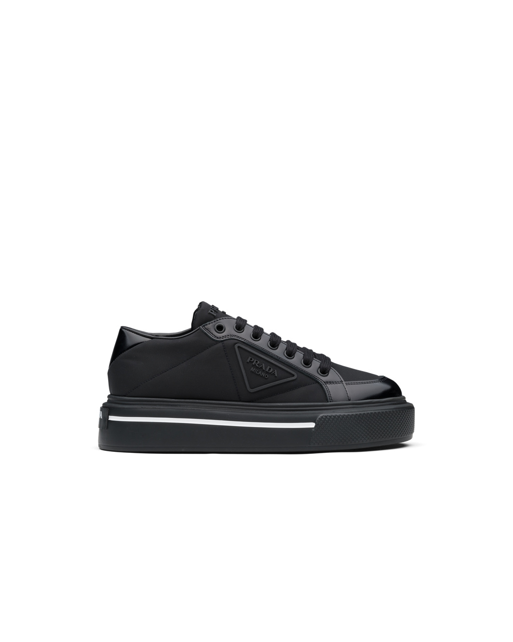 Prada Prada Macro Re-nylon And Brushed Læder Sneakers Černé | 108697VNY