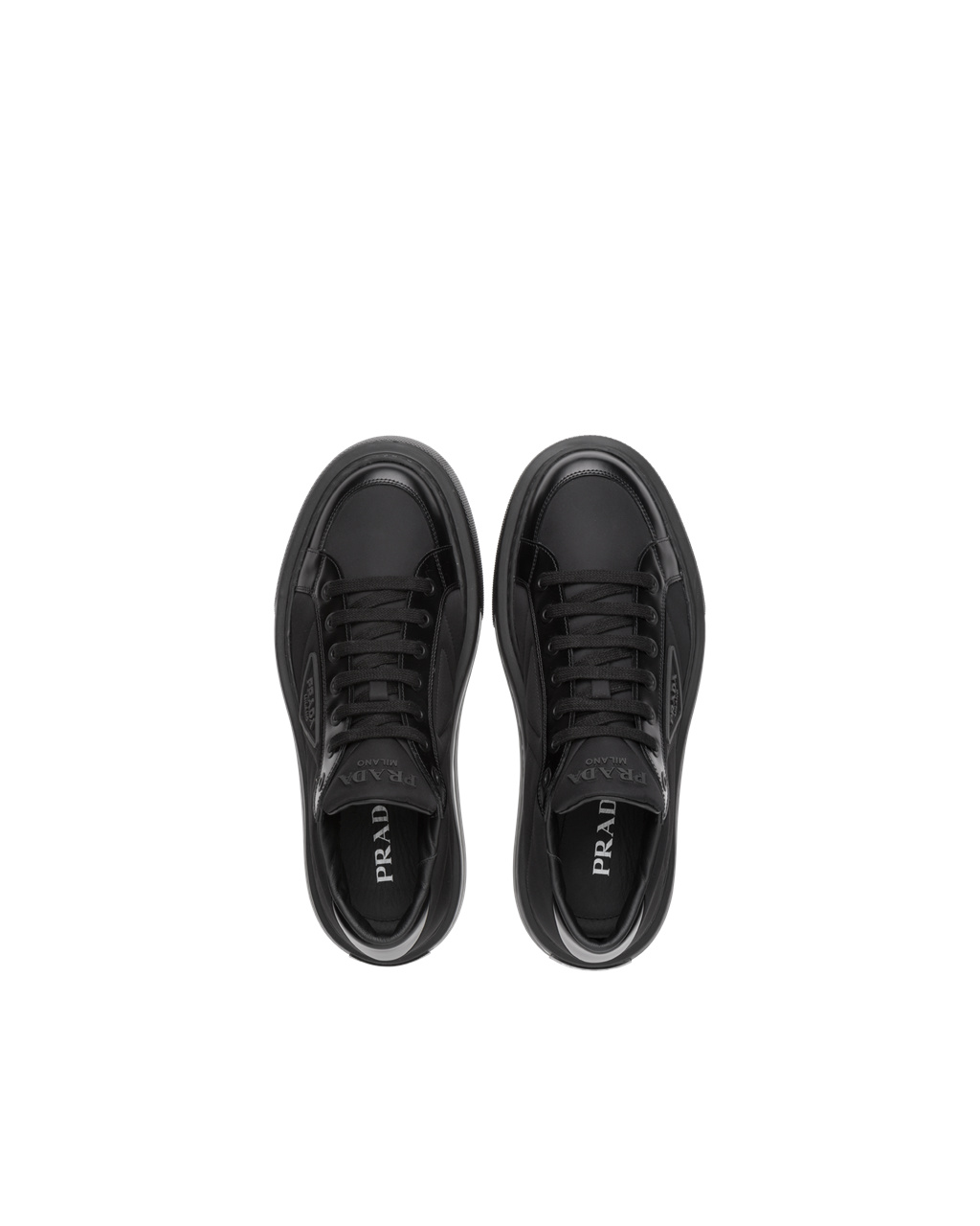 Prada Prada Macro Re-nylon And Brushed Læder Sneakers Černé | 280576GPB