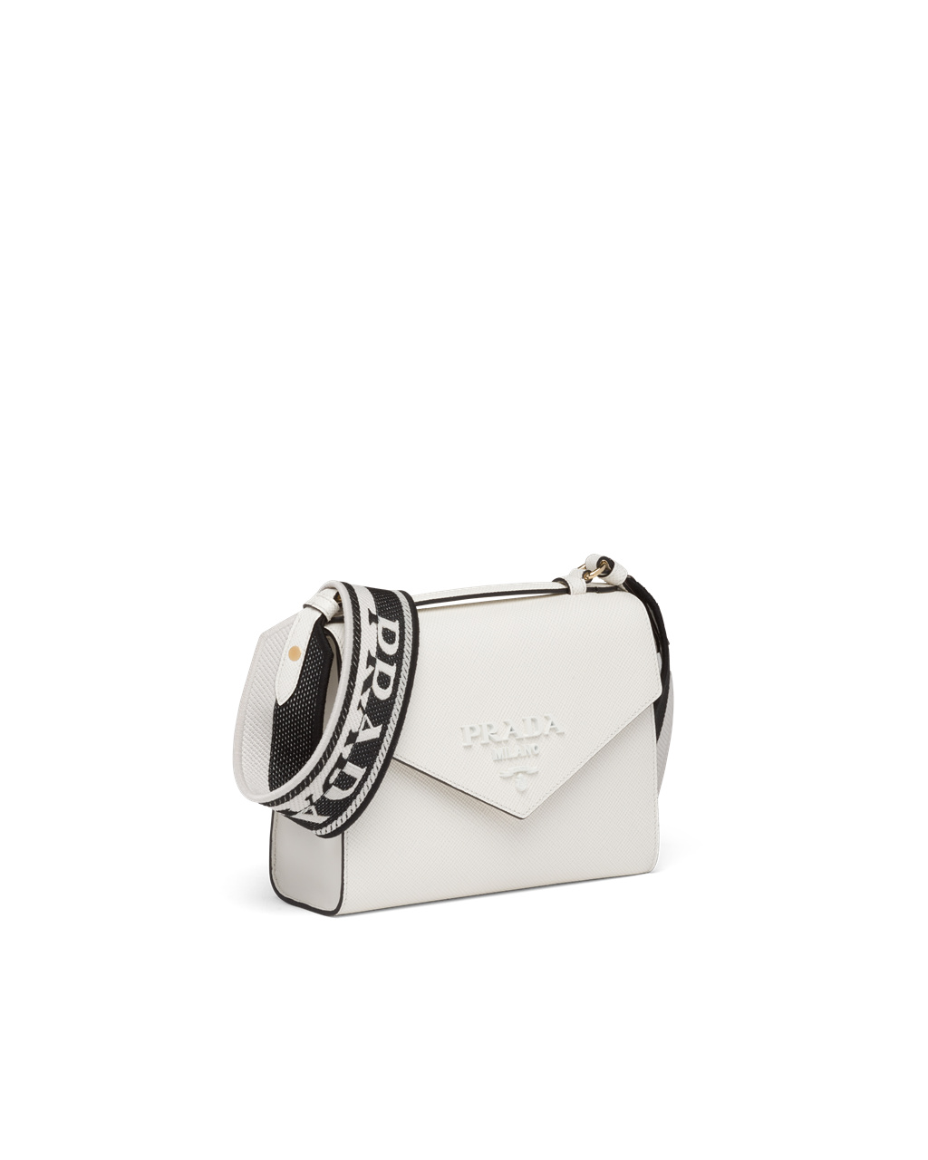 Prada Prada Monochrome Saffiano And Læder Bag Bílé | 783165YVD